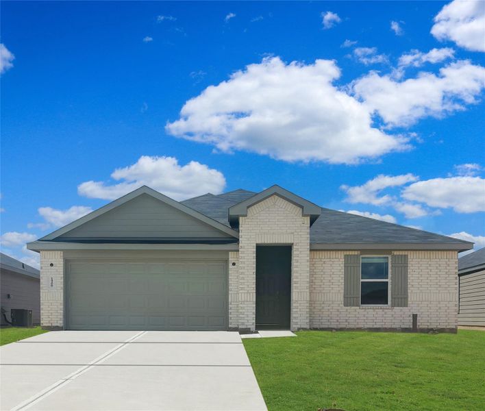 Front exterior of a new home in The Canopies, Splendora, TX, highlighting curb appeal (Image 2).