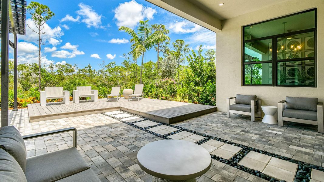 Exterior details and patio area of a home in Mosaic, Port St. Lucie (Image 3). Exterior details and patio area of a home in Mosaic, Port St. Lucie (Image 3).