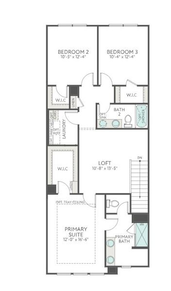 2D floor plan layout for the Anne by Tri Pointe Homes in Grahym at Southbridge, Fort Mill, SC (Image 4).