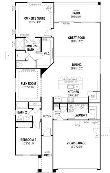 2D floor plan layout for the Brandy by Mattamy Homes in Saguaro Reserve II, Marana, AZ (Image 3). 2D floor plan layout for the Brandy by Mattamy Homes in Saguaro Reserve II, Marana, AZ (Image 3).