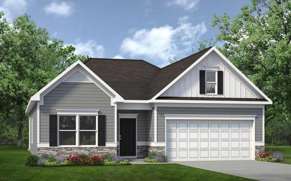 Front exterior of a new home in Jackson Hills, Clarksville, TN, highlighting curb appeal (Image 1). Front exterior of a new home in Jackson Hills, Clarksville, TN, highlighting curb appeal (Image 1).