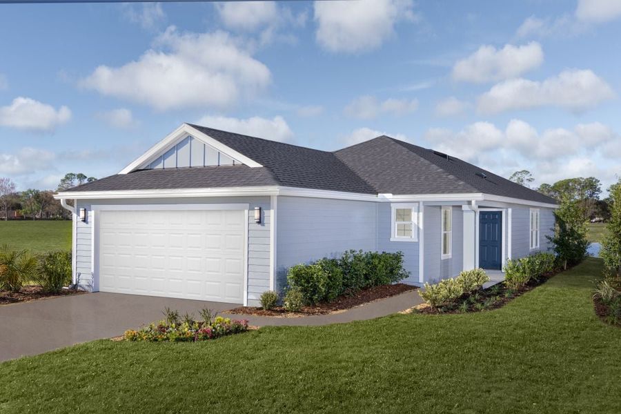 Representative exterior photo of a completed home built from the 1501 by KB Home in Sebastian Oaks, St. Augustine, FL (Image 8). Representative exterior photo of a completed home built from the 1501 by KB Home in Sebastian Oaks, St. Augustine, FL (Image 8).