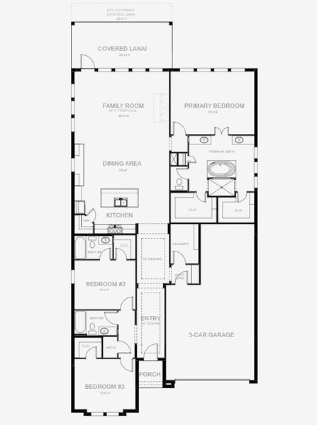 2D floor plan layout for the 2200F by Perry Homes in Mandarin Grove, Palmetto, FL (Image 3).