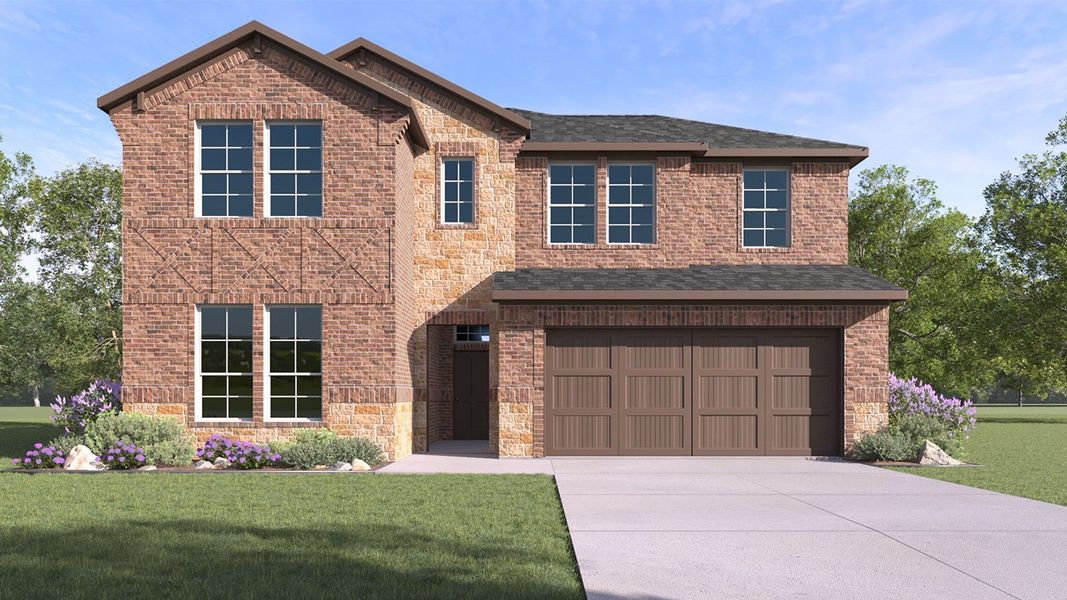 Front exterior of a new home in Lakewood Trails, Forney, TX, highlighting curb appeal (Image 1). Front exterior of a new home in Lakewood Trails, Forney, TX, highlighting curb appeal (Image 1).