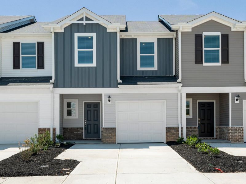 Front exterior of a new home in Valentine Townes, Greer, SC, highlighting curb appeal (Image 1).
