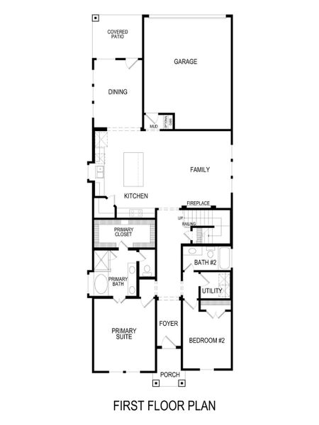 2D floor plan layout for the Hubbard R by First Texas Homes in Trails at Cottonwood Creek, Rowlett, TX (Image 4).