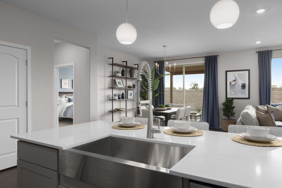 Kitchen island with upgraded sink