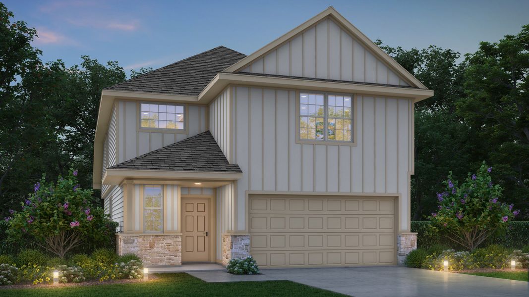 Representative exterior photo of a completed home built from the The Wisteria by Legend Homes in Hickory Ridge, Elmendorf, TX (Image 21).