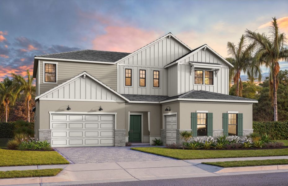 Front exterior of a new home in Amara, Lake Worth, FL, highlighting curb appeal (Image 2). Front exterior of a new home in Amara, Lake Worth, FL, highlighting curb appeal (Image 2).