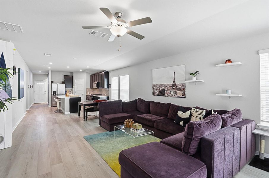 This single-story home features a warm and inviting open-concept layout.