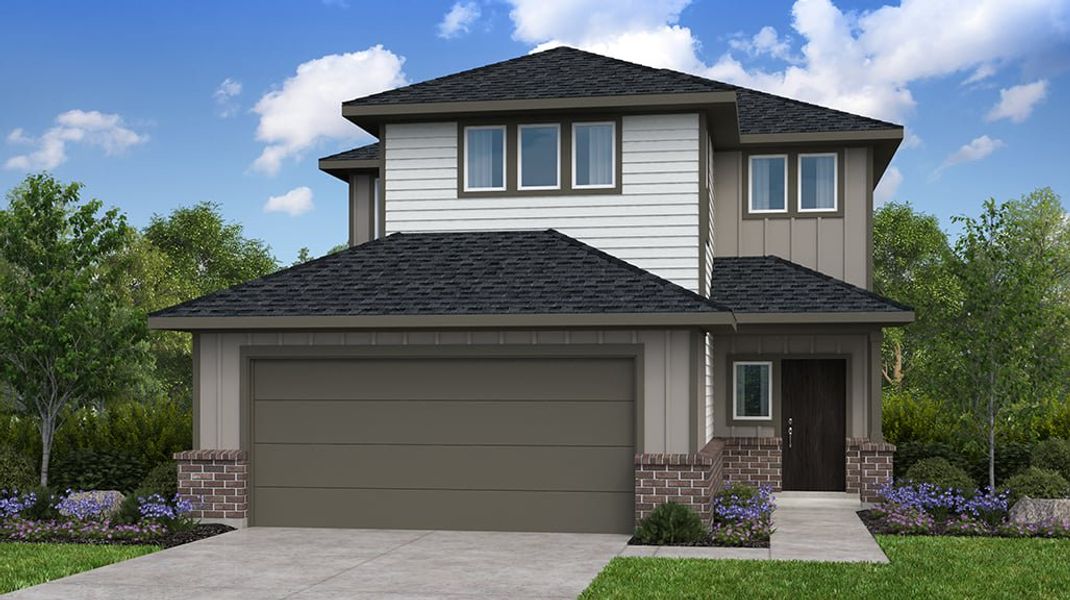 Representative exterior photo of a completed home built from the Paisley by Taylor Morrison in Mason Woods 40s, Cypress, TX (Image 1).