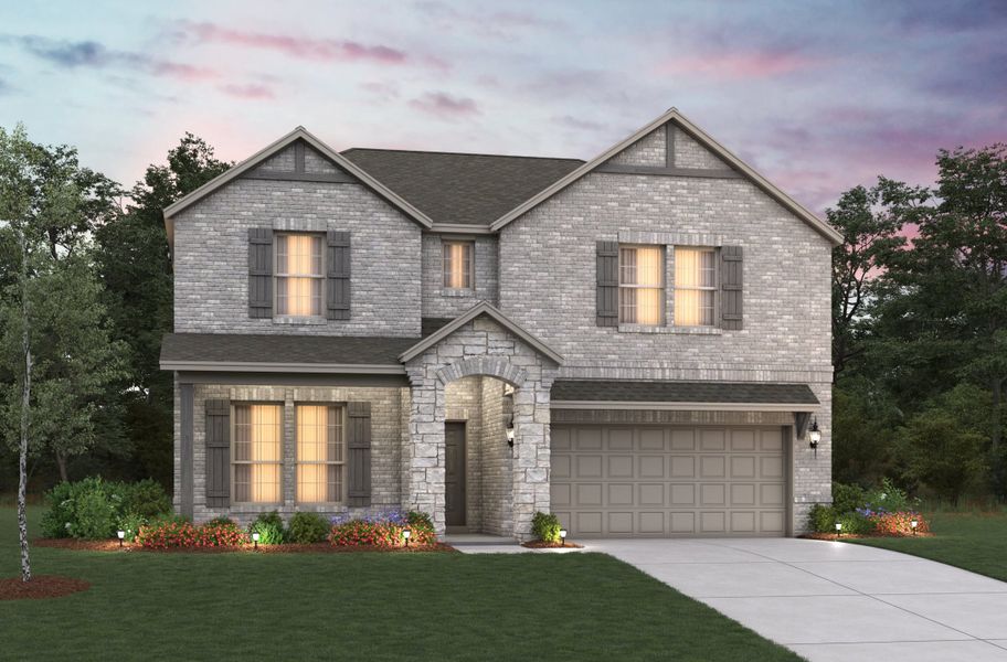 Representative exterior photo of a completed home built from the Rainier by Beazer Homes in Lake Pointe, Little Elm, TX (Image 1). Representative exterior photo of a completed home built from the Rainier by Beazer Homes in Lake Pointe, Little Elm, TX (Image 1).