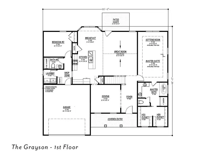 2D floor plan layout for the The Grayson by Smith Family Homes in Savannah Highlands, Savannah, GA (Image 3).