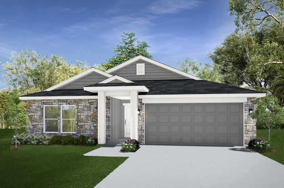Representative exterior photo of a completed home built from the Trinity by Flintrock Builder in Park Meadows, Lorena, TX (Image 2). Representative exterior photo of a completed home built from the Trinity by Flintrock Builder in Park Meadows, Lorena, TX (Image 2).
