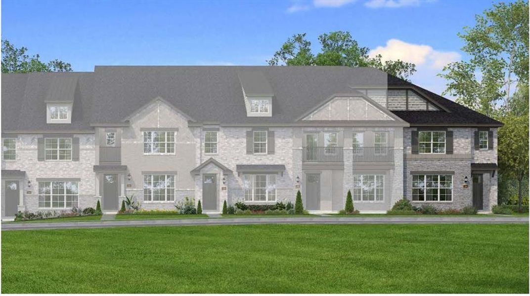 Front exterior of a new home in Bayside, Rowlett, TX, highlighting curb appeal (Image 2). Front exterior of a new home in Bayside, Rowlett, TX, highlighting curb appeal (Image 2).