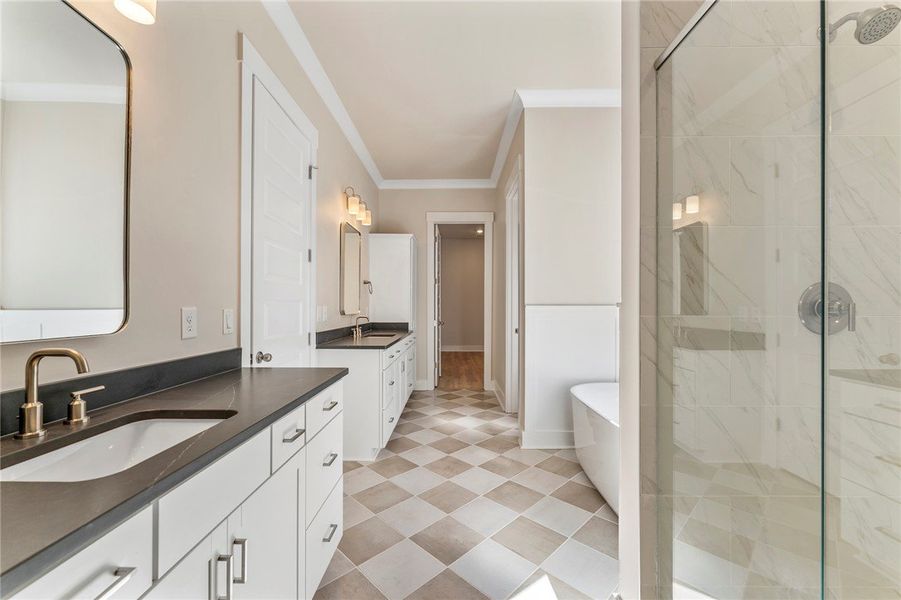 Primary bath -Images are of a different home with