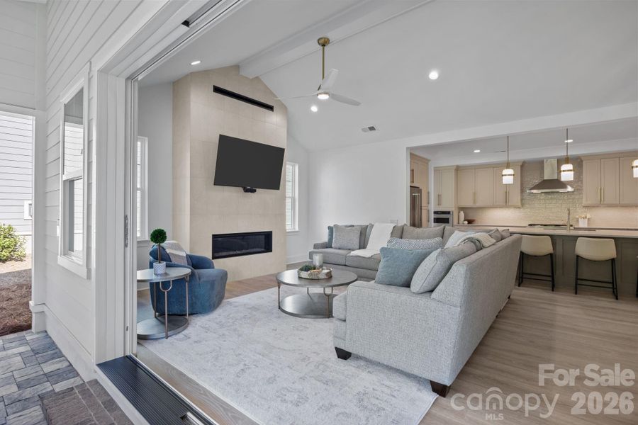 Oversized slider allows for indoor/outdoor synergy