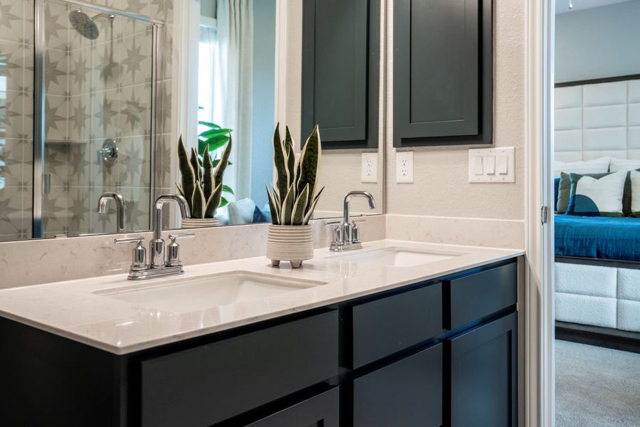 Dual-sink vanity at primary bath Dual-sink vanity at primary bath