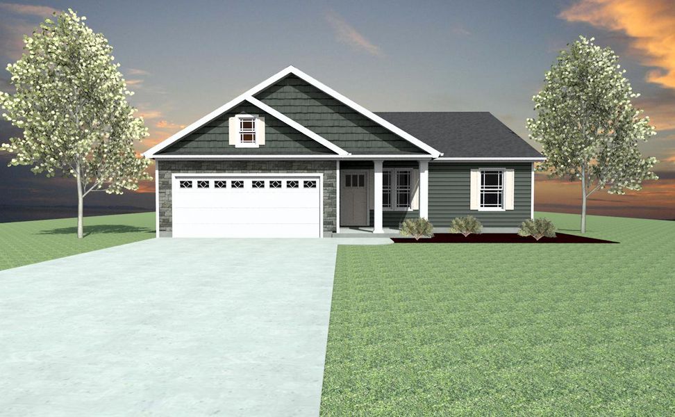 Representative exterior photo of a completed home built from the Saxon by Enchanted Homes in Huckleberry Cove, Chesnee, SC (Image 2). Representative exterior photo of a completed home built from the Saxon by Enchanted Homes in Huckleberry Cove, Chesnee, SC (Image 2).