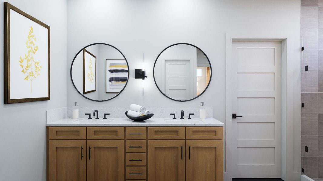 Primary Bath | Beau | Sage Collection – Freedom at Anthem in Kyle, TX by Landsea Homes Primary Bath | Beau | Sage Collection – Freedom at Anthem in Kyle, TX by Landsea Homes