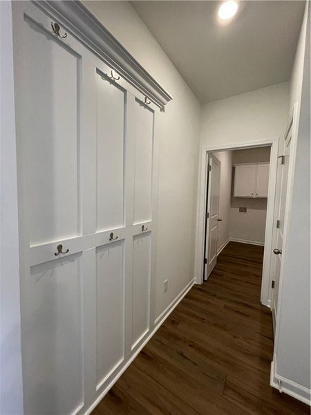 This entry hall features stylish board and batten