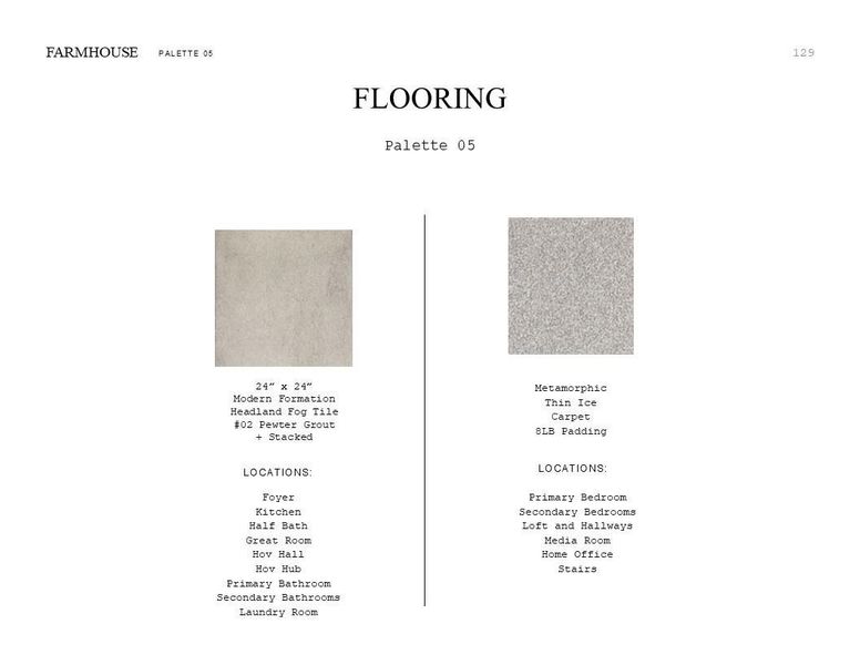 Farmhouse Look Palette 5: Flooring Selection Sheet (*Artist rendering used for illustration purposes only.)