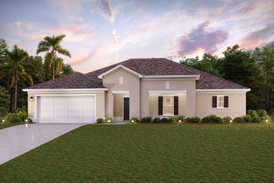 Front exterior of a new home in Sugarmill Woods, Homosassa, FL, highlighting curb appeal (Image 1). Front exterior of a new home in Sugarmill Woods, Homosassa, FL, highlighting curb appeal (Image 1).