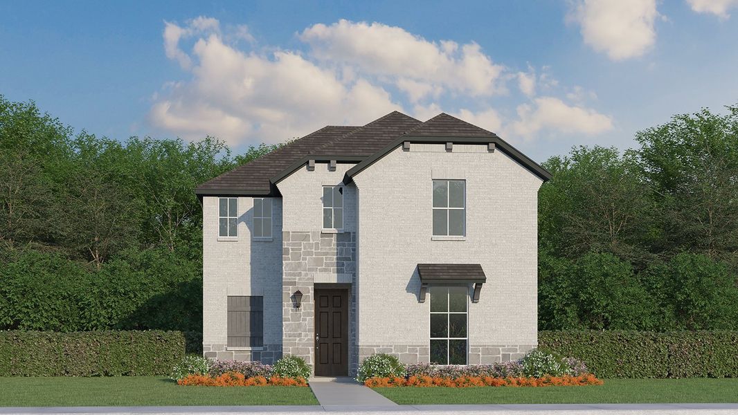 Plan 1461 Elevation B w/ Stone Plan 1461 Elevation B w/ Stone