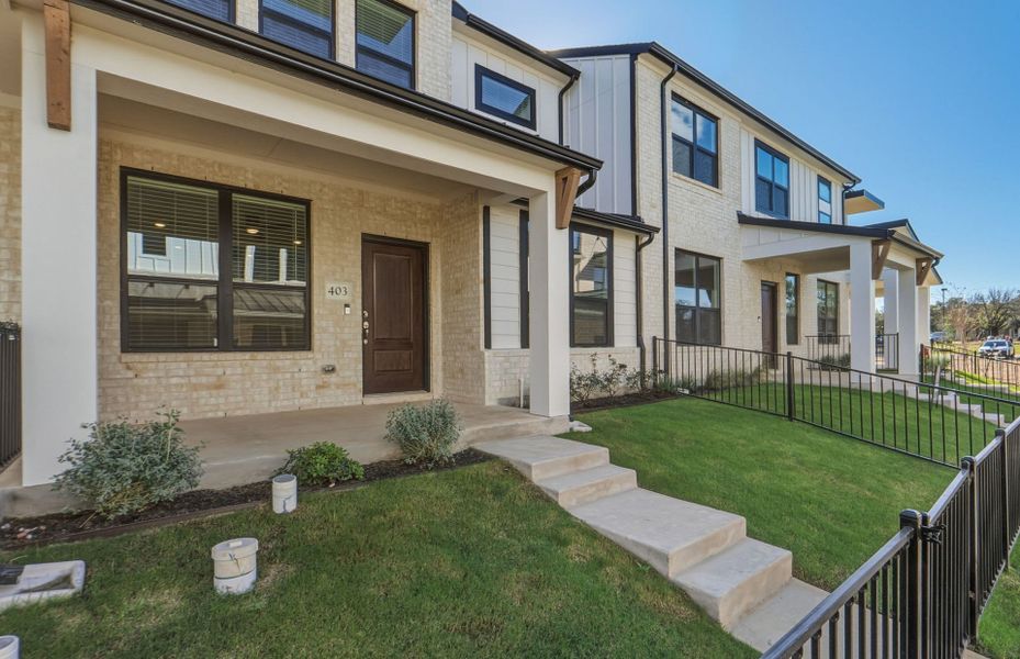 Exterior details and patio area of a home in Monarch on Main, Round Rock (Image 4).