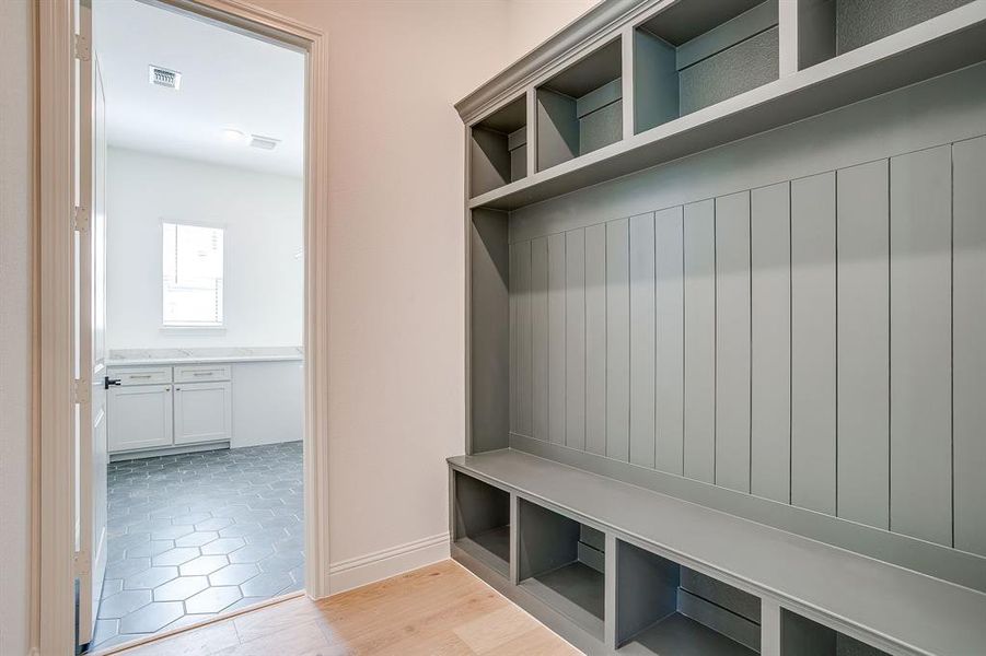Mudroom with built in cabinets Mudroom with built in cabinets