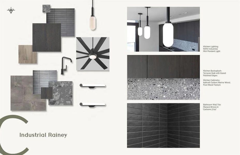 Industrial Rainey Finish Scheme: Please note, this floorplan is offered in three curated finish schemes.
