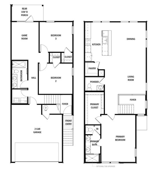 2D floor plan layout for the The Palmer by Rosehaven Homes in Magnolia Village, San Antonio, TX (Image 3).