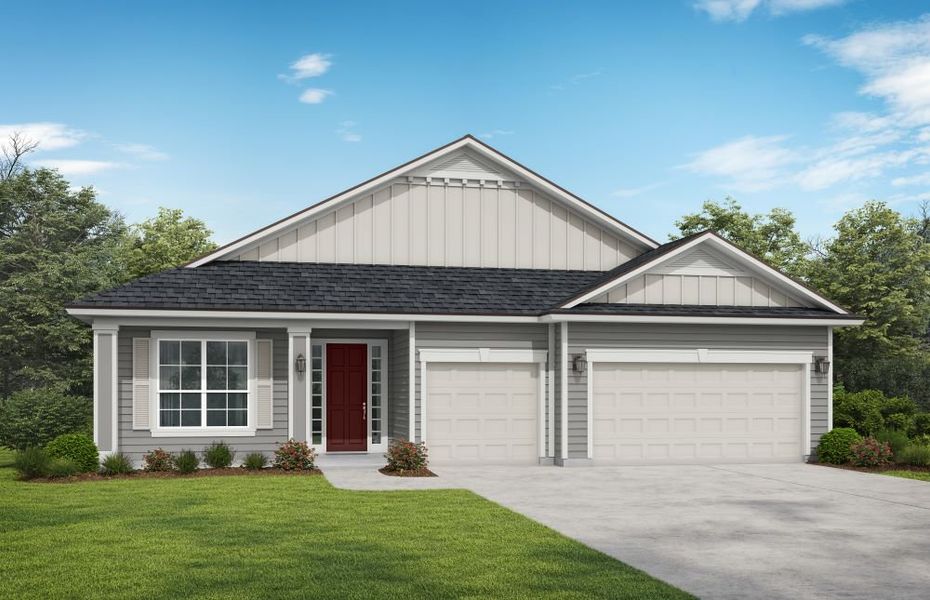 Representative exterior photo of a completed home built from the Albatera II by SEDA New Homes in Edwards Creek Estates, Jacksonville, FL (Image 2). Representative exterior photo of a completed home built from the Albatera II by SEDA New Homes in Edwards Creek Estates, Jacksonville, FL (Image 2).