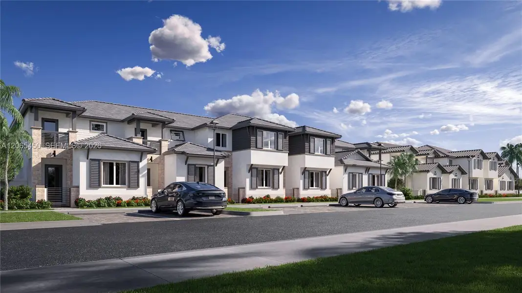 Front exterior of a new home in Solterra, Sunrise, FL, highlighting curb appeal (Image 1). Front exterior of a new home in Solterra, Sunrise, FL, highlighting curb appeal (Image 1).
