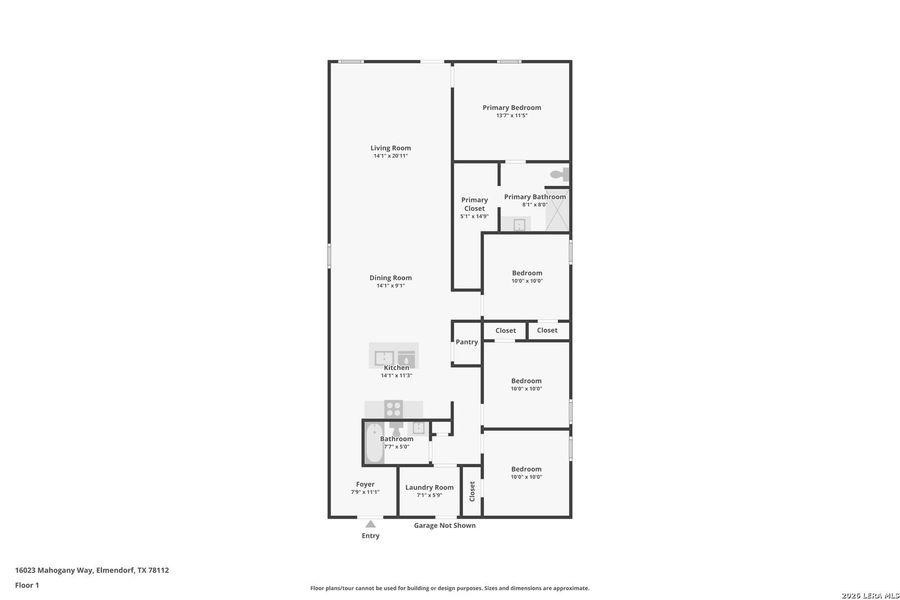2D floor plan layout of this home in Hickory Ridge, Elmendorf, TX (Image 4).