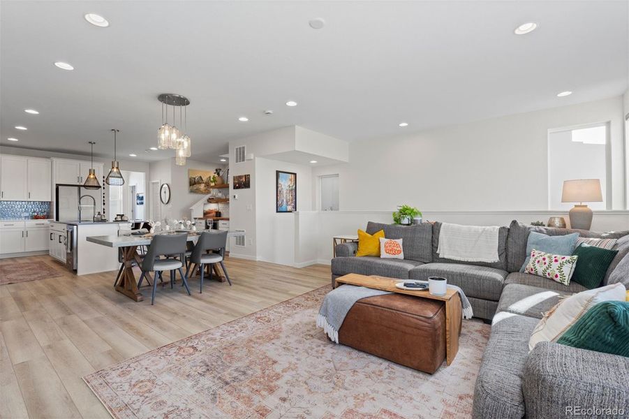Spacious living room floods of natural light