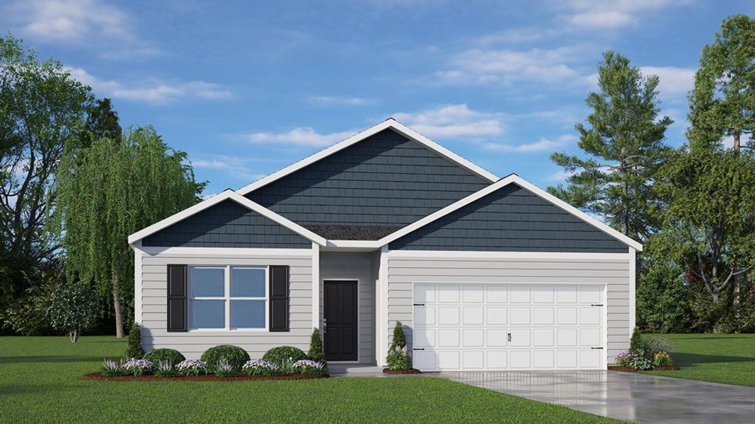 Representative exterior photo of a completed home built from the Cali by D.R. Horton in Belle Grove, Wendell, NC (Image 10). Representative exterior photo of a completed home built from the Cali by D.R. Horton in Belle Grove, Wendell, NC (Image 10).