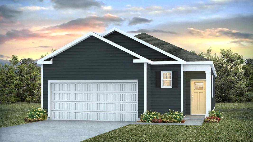 Representative exterior photo of a completed home built from the ALLEX by D.R. Horton in Mariners Reach, Bolivia, NC (Image 1).