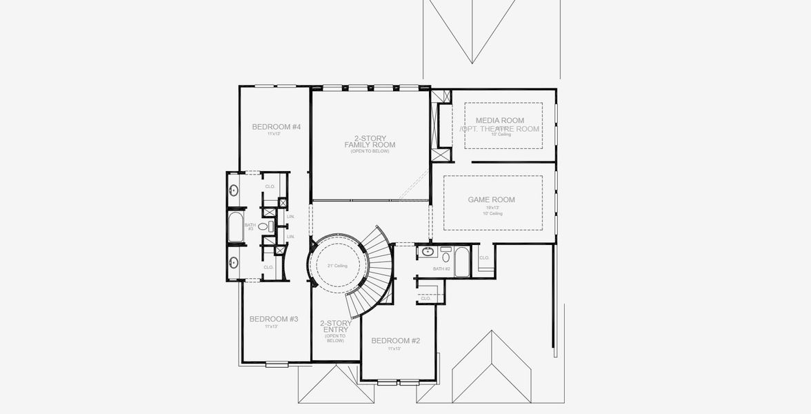 2D floor plan layout for the 3398W by Perry Homes in The Highlands 60', Porter, TX (Image 3). 2D floor plan layout for the 3398W by Perry Homes in The Highlands 60', Porter, TX (Image 3).