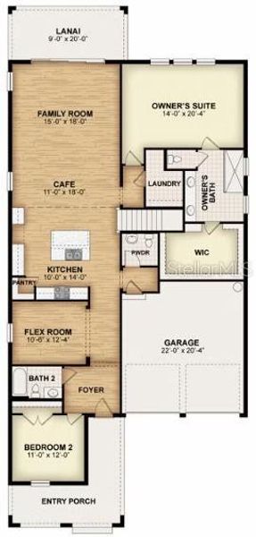 2D floor plan layout of this home in Northlake at Ovation, Winter Garden, FL (Image 4).