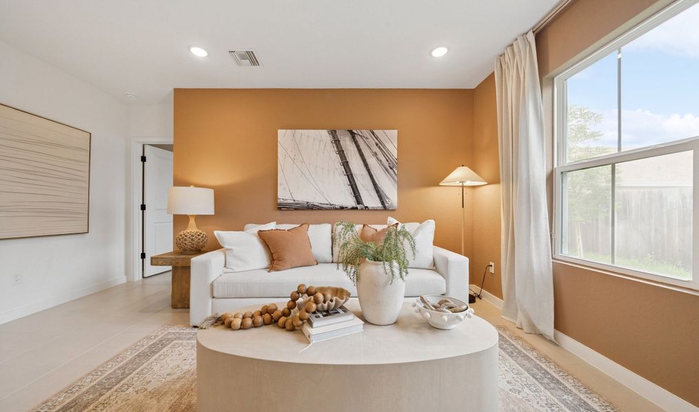 Great room with tile flooring