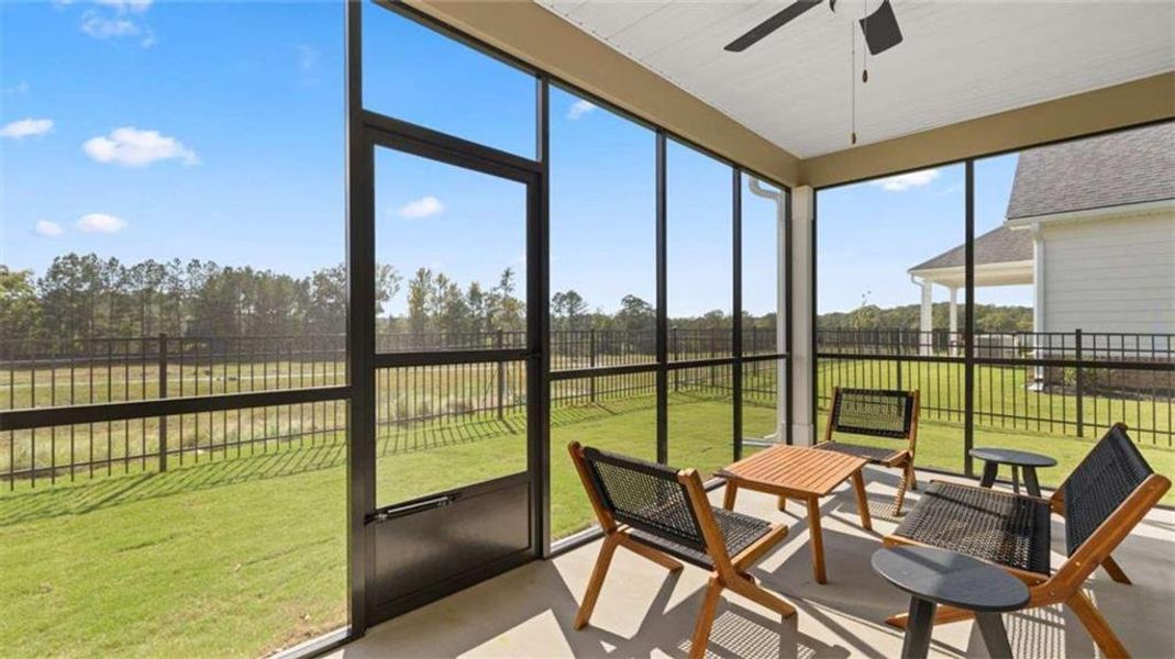 Exterior details and patio area of a home in Oak Ridge Meadows - Active Adult, Locust Grove (Image 25).