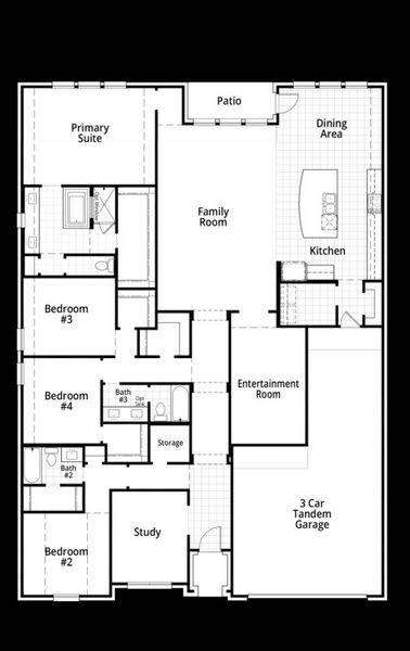 2D floor plan layout of this home in Monterra, Fate, TX (Image 4).