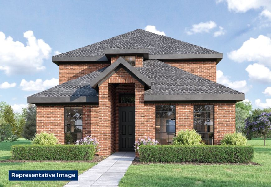 Representative exterior photo of a completed home built from the Halbert R (w/Media) by First Texas Homes in Trails at Cottonwood Creek, Rowlett, TX (Image 1). Representative exterior photo of a completed home built from the Halbert R (w/Media) by First Texas Homes in Trails at Cottonwood Creek, Rowlett, TX (Image 1).