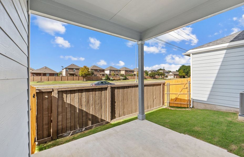 Exterior details and patio area of a home in Northpoint at Old Settlers, Round Rock (Image 3).