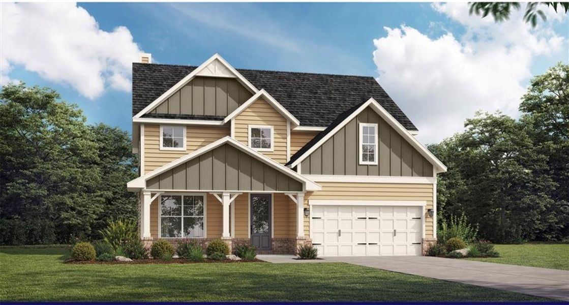 Front exterior of a new home in , Bonaire, GA, highlighting curb appeal (Image 2). Front exterior of a new home in , Bonaire, GA, highlighting curb appeal (Image 2).