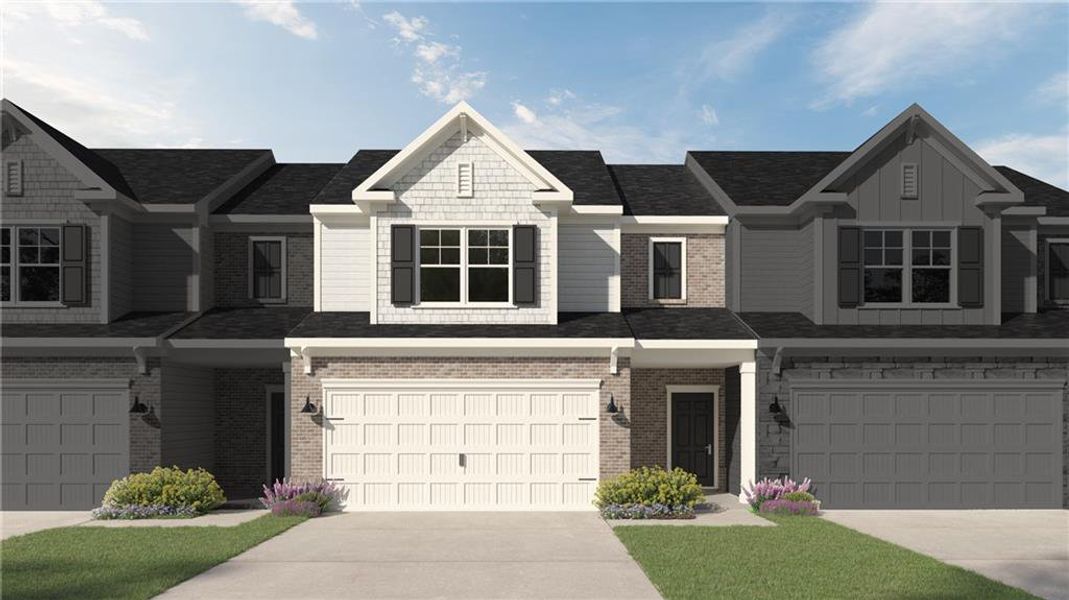 Front exterior of a new home in Park Center Pointe, Mableton, GA, highlighting curb appeal (Image 1). Front exterior of a new home in Park Center Pointe, Mableton, GA, highlighting curb appeal (Image 1).