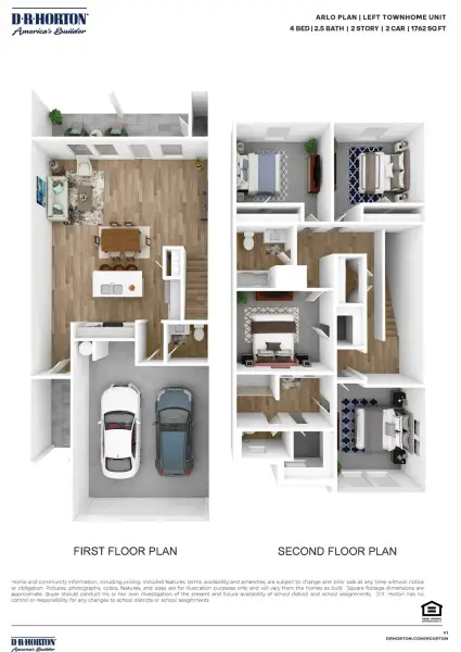 2D floor plan layout for the Arlo by D.R. Horton in Alexander Townhomes, Pearland, TX (Image 3). 2D floor plan layout for the Arlo by D.R. Horton in Alexander Townhomes, Pearland, TX (Image 3).