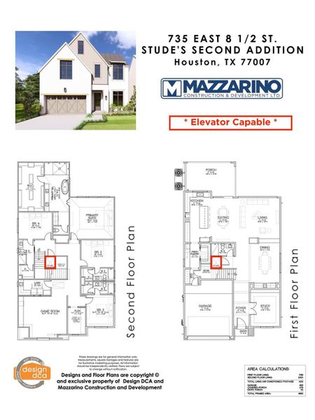* Estimated Completion date 02/01/2027 ** Please be aware that these plans are the property of the architect/builder designer that designed them not DUX Realty, Mazzarino Construction or 735 E 8 5 LLC and are protected from reproduction and sharing under copyright law. These drawing are for general information only. Measurements, square footages and features are for illustrative marketing purposes. All information should be independently verified. Plans are subject to change without notification.