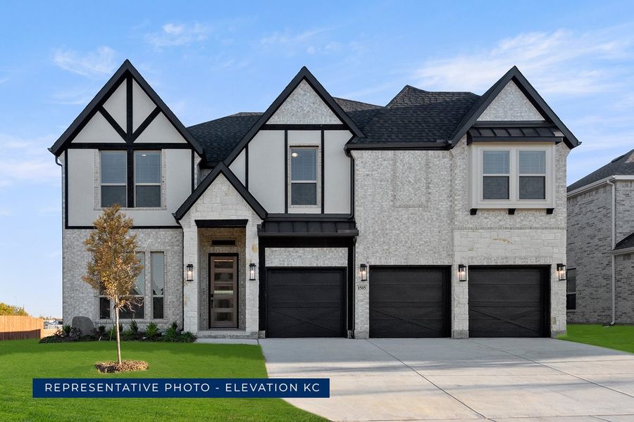 Representative exterior photo of a completed home built from the Boston 2F (w/Media) by First Texas Homes in Spiritas Ranch, Little Elm, TX (Image 17).